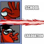 My opinion of school and graduation | SCHOOL; GRADUATION | image tagged in among us drake | made w/ Imgflip meme maker