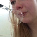 Woman with snot bubble 1