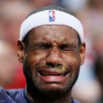 Ugly crying LeBron James snot bubble