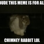 Chimney rabbit | DUDE THIS MEME IS FOR ALL; CHIMNEY RABBIT LOL | image tagged in chimney rabbit | made w/ Imgflip meme maker
