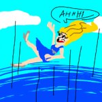 falling blonde girl in blue dress meme