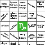 Capricorn bingo template
