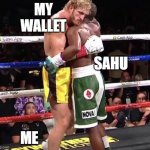 Sahu Finance | MY WALLET; SAHU; ME | image tagged in floyd mayweather hugging logan paul,crypto | made w/ Imgflip meme maker