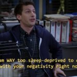 I'm WAY too sleepdeprived to deal with your negativity right now