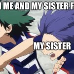 Me and my sister fighting | WHEN ME AND MY SISTER FIGHT. ME; MY SISTER | image tagged in me and my sister | made w/ Imgflip meme maker