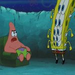 Patrick mad when Spongebob stopped working