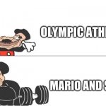 Does Anyone Remember That Game? No? Just Me? Ok Then... | OLYMPIC ATHLETES; MARIO AND SONIC | image tagged in mickey mouse drake | made w/ Imgflip meme maker