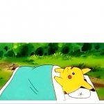 Pikachu laying down meme