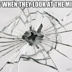 Broken mirror | GIRLS WHEN THEY LOOK AT THE MIRROR | image tagged in broken mirror | made w/ Imgflip meme maker