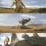 Godzilla fly-kick template