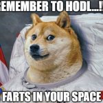 Remember To HODL!!! | REMEMBER TO HODL...!!! YOUR FARTS IN YOUR SPACE SUIT! | image tagged in cryptos ready for lift off | made w/ Imgflip meme maker