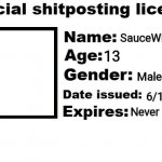 Sauce shitposting license template