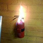 Fire extinguisher on fire