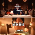 Same Vibe. | ME IN 2021; COVID-19; ME IN 2010; SWINE FLU | image tagged in anton ego,memes,2010,swine flu,2021,covid-19 | made w/ Imgflip meme maker