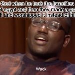 Wack | God when he took the Israelites out of egypt and then they made a golden calf and worshipped it instead of him | image tagged in wack | made w/ Imgflip meme maker