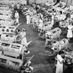 Iron Lungs in a polio ward 1950, before polio vaccinations