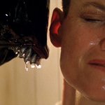 Ripley and alien face to face