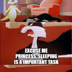 SLEEP IS IMPORTANT | WHY ARE YOU SO LAZY? BE PRODUCTIVE; EXCUSE ME PRINCESS, SLEEPING IS A IMPORTANT TASK; GO DO SOME RESEARCH | image tagged in productivity,life,thug life,funny cats | made w/ Imgflip meme maker