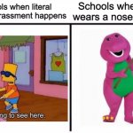 Priorities, I guess | Schools when a girl wears a nose piercing; Schools when literal sexual harassment happens | image tagged in who would win blank,memes,funny,school,priorities | made w/ Imgflip meme maker