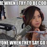 Carson Pokimane Format | ME WHEN I TRY TO BE COOL; EVERYONE WHEN THEY SAY GO NUTS | image tagged in carson pokimane format | made w/ Imgflip meme maker