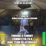 Committed Femboy | GOING ON THE INTERNET; GOING ON REDDIT/4CHAN/OMEGLE/DISCORD; FINDING A FEMBOY COMMITTED TO A LONG-TERM RELATIONSHIP | image tagged in overwatch legendary,lootbox,femboy | made w/ Imgflip meme maker
