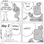 ... | i have better luck like the others; day 2 | image tagged in i wish genie nothing's changed | made w/ Imgflip meme maker