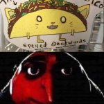 Taco cat is Taco cat spelled backwards. | image tagged in gru no,taco cat,you had one job,you had one job just the one,funny,memes | made w/ Imgflip meme maker