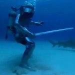 Scuba Diver VS shark template