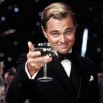 Leonardo DiCaprio raise glass meme