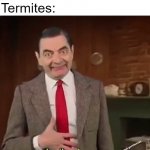 Mr Bean im hungry | Houses: *exist*
Termites: | image tagged in mr bean im hungry,memes,funny,mr bean,bugs | made w/ Imgflip meme maker