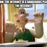 SHAAAAAAAAUN THE SHEEEEEP! | MOM: THE INTERNET IS A DANGEROUS PLACE
THE INTERNET: | image tagged in gifs,funny,memes,funny memes,barney will eat all of your delectable biscuits,sheep | made w/ Imgflip video-to-gif maker