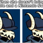 Tabi Suspicious | When she doesn't bring a cable and a Nintendo Switch | image tagged in tabi suspicious | made w/ Imgflip meme maker