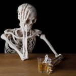 Skeleton with alcohol