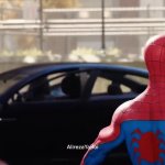 Spider-Man flies away while T-Posing meme