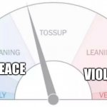 predictions for the hot summer of 2021 | PEACE; VIOLENCE | image tagged in tossup,riots | made w/ Imgflip meme maker