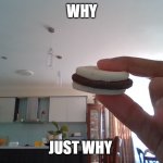 Cursed Cookie by SantiGaming | WHY; JUST WHY | image tagged in cursed cookie | made w/ Imgflip meme maker