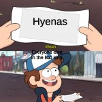 the lion king | Hyenas; Everyone else in the lion king | image tagged in dipper this is worthless | made w/ Imgflip meme maker
