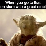 Ahhhhh | When you go to that one store with a great smell: | image tagged in yoda smell,memes,funny,fun,smell,noice | made w/ Imgflip meme maker