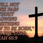 Cross | "I WILL NOT
CAUSE PAIN
WITHOUT 
ALLOWING 

SOMETHING
NEW TO BE BORN,"
SAYS THE LORD

ISAIAH 66:9 | image tagged in cross | made w/ Imgflip meme maker