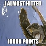 yAy | I ALMOST HITTED; 10000 POINTS | image tagged in woohoo turtle | made w/ Imgflip meme maker