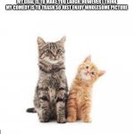 Wholesome Cats | MY GOAL IS TO MAKE YOU LAUGH, HOWEVER I THINK MY COMEDY IS TO TRASH SO JUST ENJOY WHOLESOME PICTURE | image tagged in wholesome cats | made w/ Imgflip meme maker