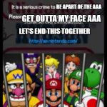 Mario Party DS Piracy Warning | ANTI ANIME ASSOCIATION; BE APART OF THE AAA; GET OUTTA MY FACE AAA; LET'S END THIS TOGETHER; also, I won't be posting until the 8th | image tagged in mario party ds piracy warning,anti anime association,hiatus | made w/ Imgflip meme maker
