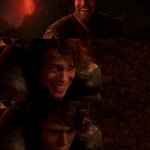 Anakin and Obi Wan Kenobi on Mustafar joking meme
