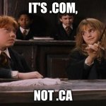 Hermione | IT'S .COM, NOT .CA | image tagged in hermione | made w/ Imgflip meme maker
