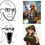 Making military artwork be like... | image tagged in soyjack not impressed soyjack impressed | made w/ Imgflip meme maker