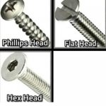 Phillips head, flat head, hex head, blank - Imgflip