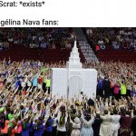 Basically Angélina Nava fans when they see someone mentioning Scrat from Ice Age or mentiong the character about it | Scrat: *exists*; Angélina Nava fans: | image tagged in memes,worship,scrat,angelina,fans,barney will eat all of your delectable biscuits | made w/ Imgflip meme maker