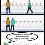 Liberty Liberty Liberty.  Liberty. | Liberty Mutual customizes your insurance so you only pay for what you need | image tagged in urinal guy more text room,funny,memes,liberty mutual | made w/ Imgflip meme maker