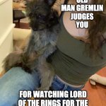 Old Man Gremlin's Feelings on LOTR | OLD MAN GREMLIN
JUDGES
YOU; FOR WATCHING LORD OF THE RINGS FOR THE HUNDREDTH TIME... THIS MONTH | image tagged in old man gremlin,old man gremlin judges you,lord of the rings,lotr | made w/ Imgflip meme maker