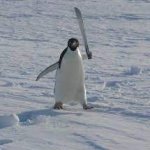 a penguin holding a machete template
